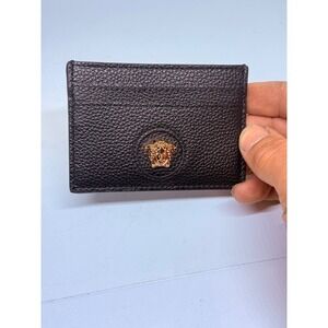 NWT Versace Black Leather Medusa Card Holder Wallet Men's NEW full inclusion